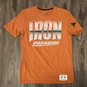 Men’s Under Armour Project Rock Iron Paradise Burnt Orange T-Shirt- Small